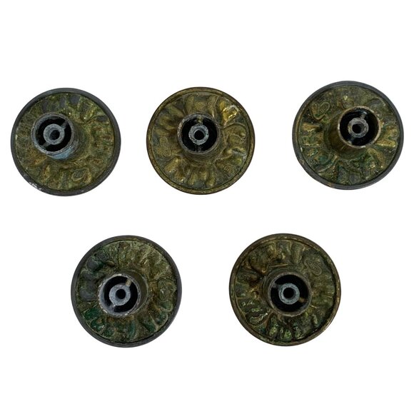 FIVE Brass Flower French Provincial JB Drawer Pull MCM Cabinet Knob Hardware - Picture 3 of 7